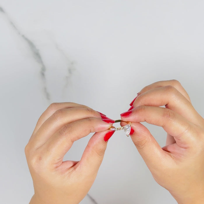 Pear Cut Moissanite Diamond Pave Sterling Silver Ring Video