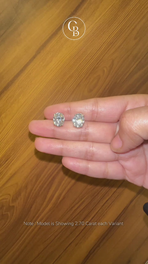 Oval Cut Moissanite Diamond Certified Stud 14k Gold Earrings