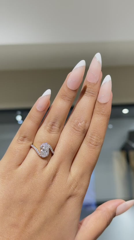 Twisted Oval Cut Moissanite Diamond Engagement 9K Gold Ring