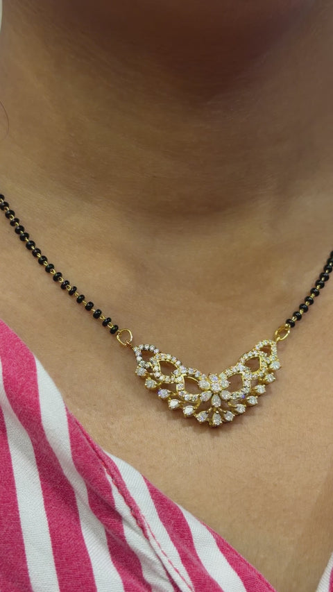 Round & Marquise Cut Moissanite Diamond Women's 18K Gold Mangalsutra