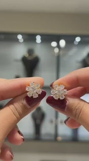 Flower Style Moissanite Diamond 18K Gold Earrings