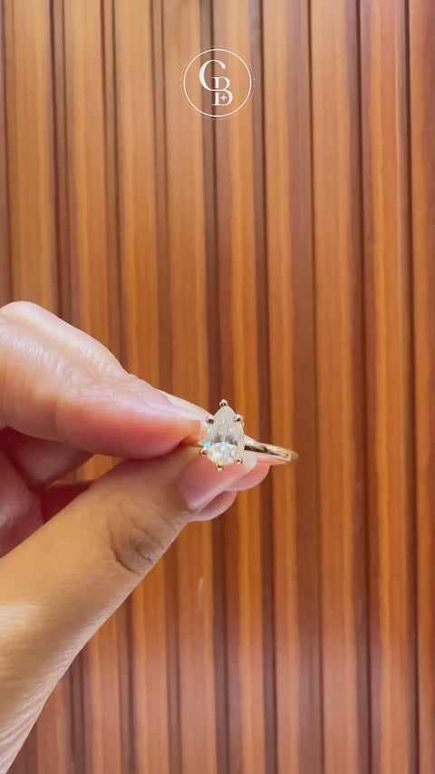 Pear Cut Moissanite Diamond Classic Solitaire Engagement 14k Gold Ring