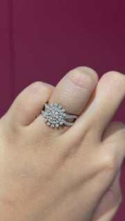 Dome Pavé Round Cut Moissanite Diamond Engagement 9K Gold Ring