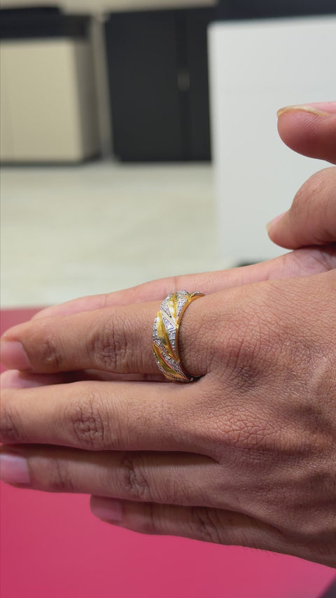 Round Cut Moissanite Diamond Men's Sterling Silver Ring