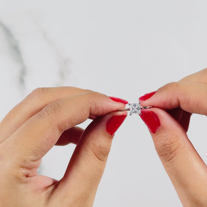 Princess Cut Lab Grown Diamond Provence Solitaire Engagement 14K Gold Ring Video