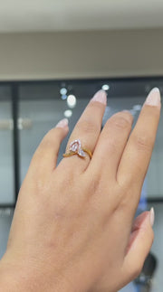 Toi Et Moi Pear & Round Cut Lab Grown Diamond Engagement 14K Gold Ring