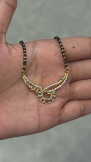 Round and Pear Cut Moissanite Diamond Women's Sterling Silver Mangalsutra