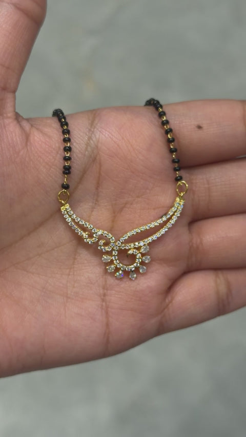 Round and Pear Cut Lab Grown Diamond Women's 14K Gold Mangalsutra