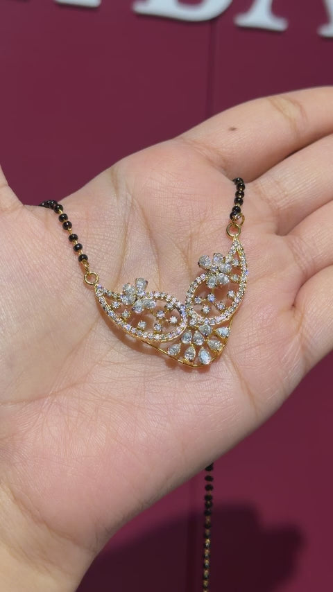 Round & Pear Cut Lab Grown Diamond Women's 18K Gold Mangalsutra