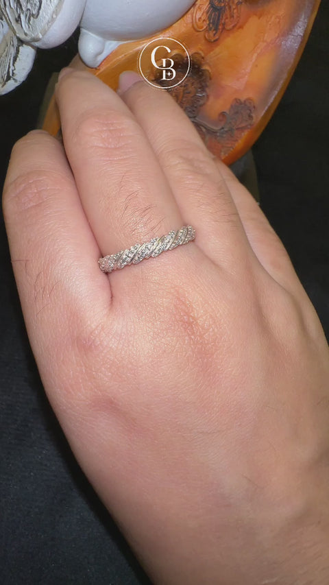 Round Cut Moissanite Diamond Wedding Band 9k Gold Ring
