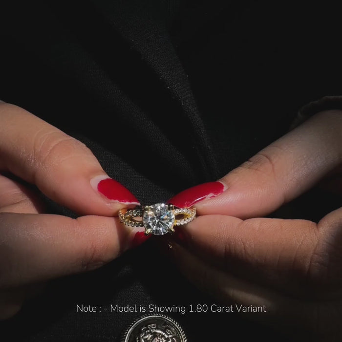 Round Cut Moissanite Diamond Twisted Engagement Sterling Silver Ring