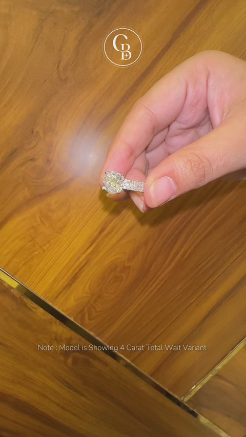 Round Cut Moissanite Diamond Pave Sterling Silver Ring