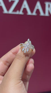 Floral Cluster Marquise Cut Lab Grown Diamond Engagement 9K Gold Ring