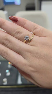 Round Cut Lab Grown Diamond 14K Gold Solitaire Ring