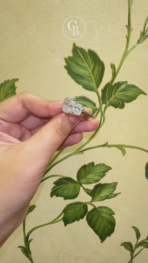 Radiant Cut Moissanite Diamond Trilogy 14k Gold Ring