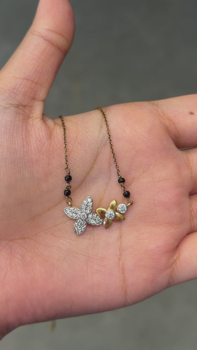 Round Cut Lab Grown Diamond Women's 14K Gold Mangalsutra