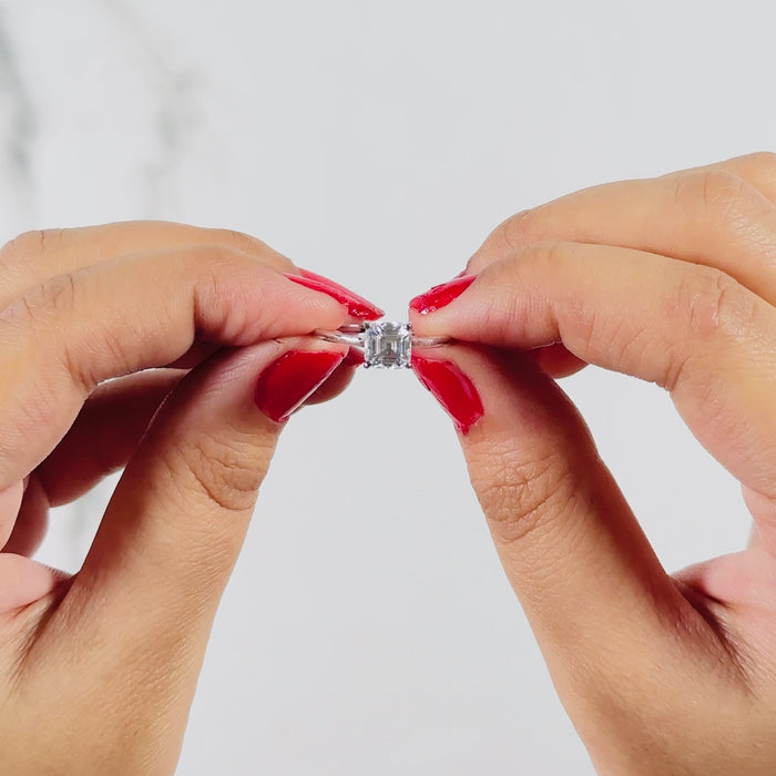 Asscher Cut Lab Grown Diamond Petite Solitaire Engagement 18k Gold Ring video