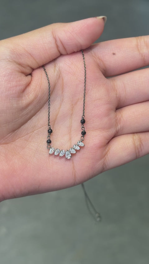 7 Stone Pear Cut Lab Grown Diamond Women's 14K Gold Mangalsutra