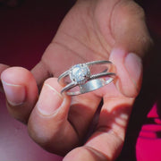 Regal Crown Moissanite Diamond Men's Sterling Silver Ring