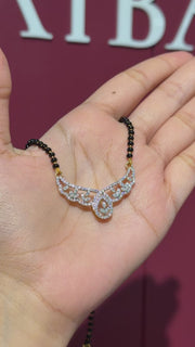 Round and Marquise Cut Moissanite Diamond Women's Sterling Silver Mangalsutra