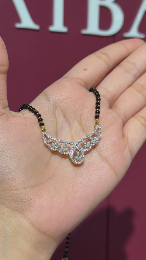 Round and Marquise Cut Moissanite Diamond Women's Sterling Silver Mangalsutra