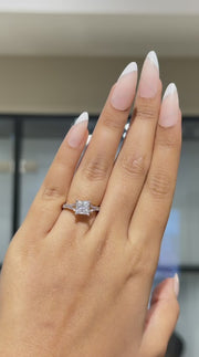 Dahlia Arc Halo Princess Cut Moissanite Diamond Engagement 9K Gold Ring