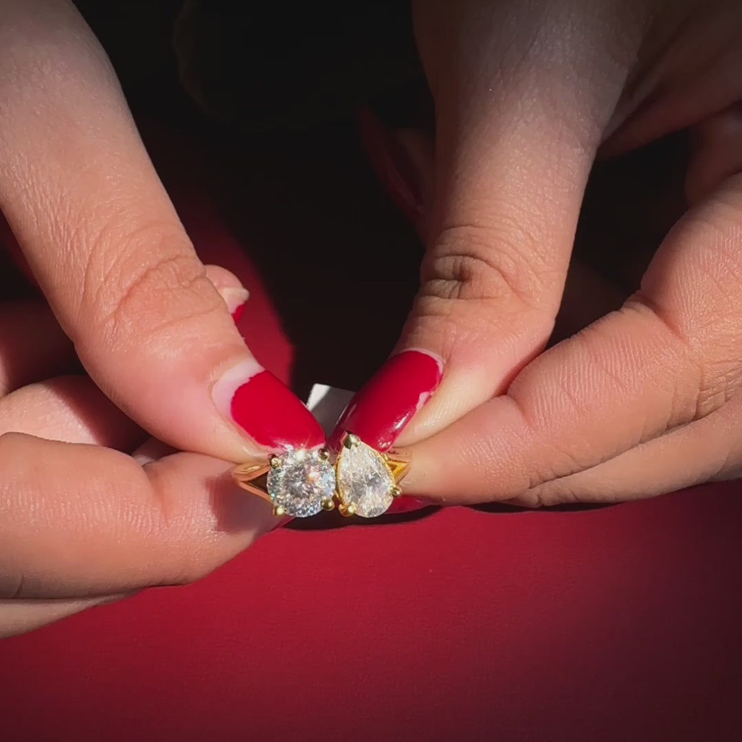 Portuguese Cut Moissanite Diamond Toi Moi 18K Gold Ring