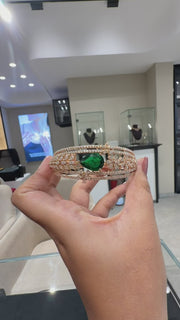 Green Stone Pear Cut Moissanite Diamond Sterling Silver Bracelet
