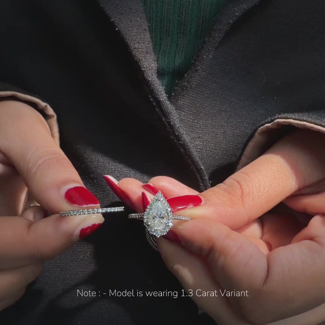 Pear Cut Moissanite Diamond Engagement Sterling Silver Ring