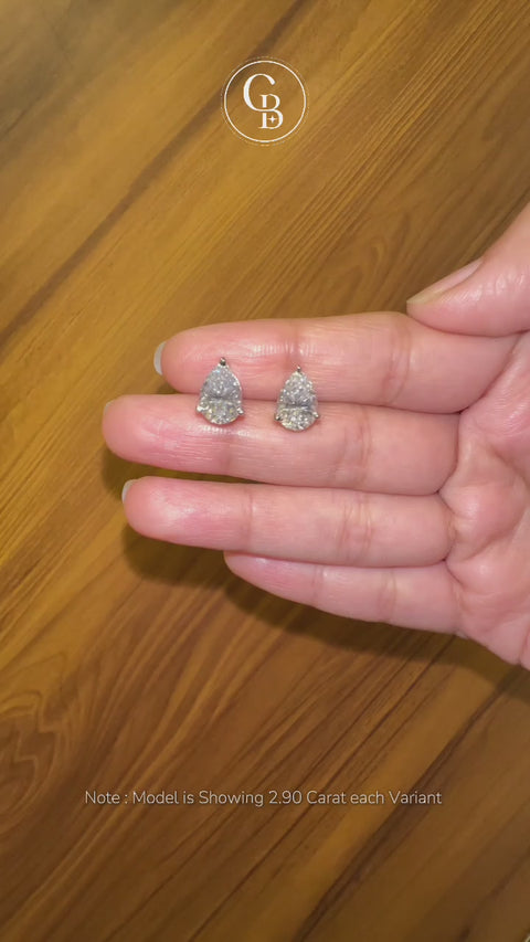 Pear Cut Moissanite Diamond Certified Stud 14k Gold Earrings