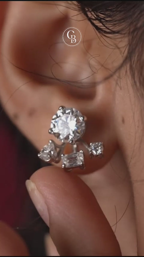 Radiant Star Moissanite Stud Sterling Silver Earrings