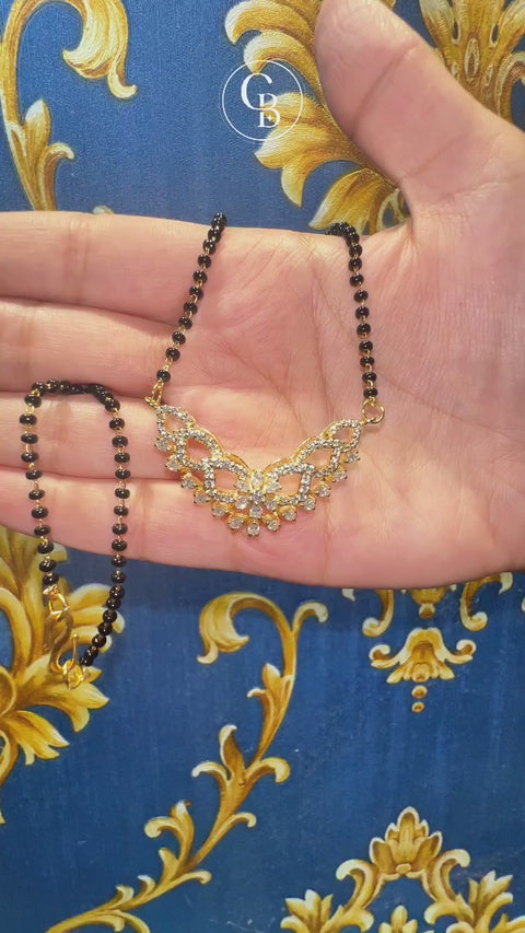 Round & Pear Cut Lab Grown Diamond Women's 14K Gold Mangalsutra