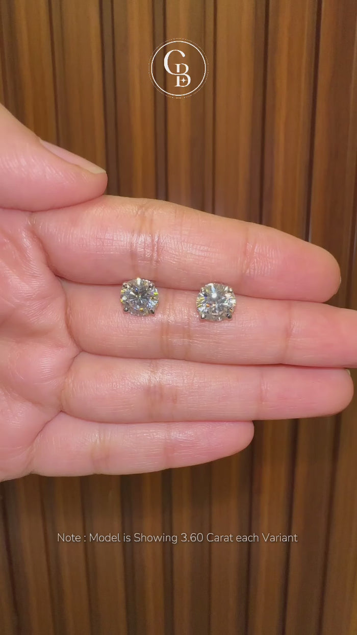 Round Cut Moissanite Diamond Certified Stud Sterling Silver Earrings