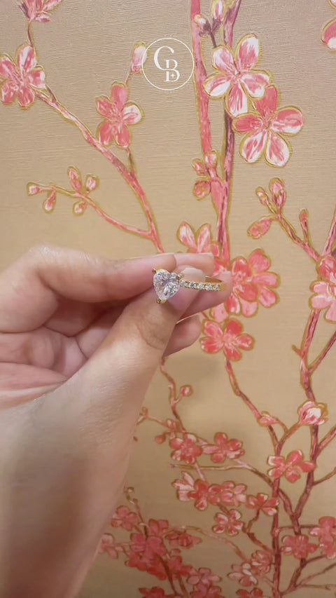 Heart Cut Moissanite Diamond Pave 18k Gold Ring