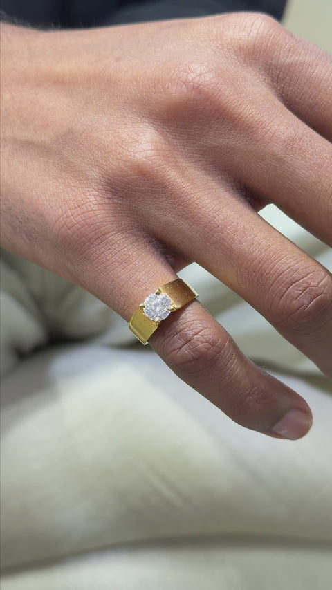 Moissanite Diamond, Simple Classic Men's 9k Gold Ring