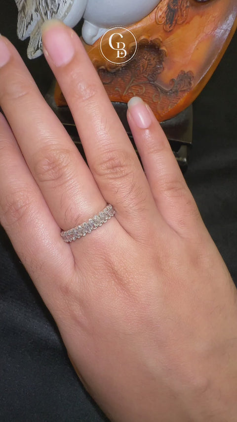Oval Cut Moissanite Diamond Wedding 18k Gold Band Ring