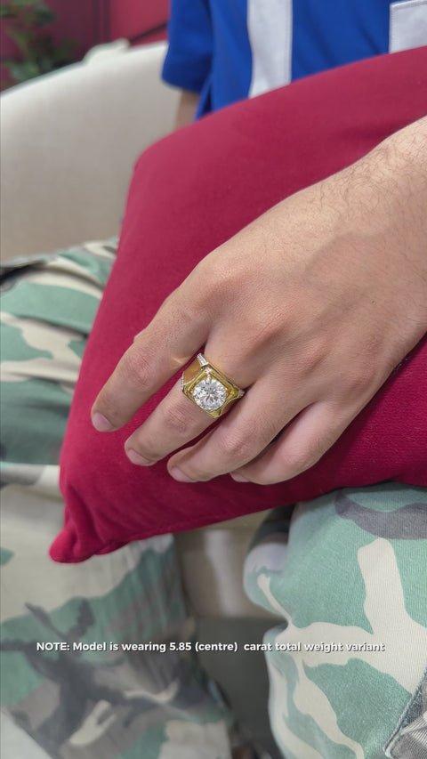 Lab Grown Diamond, Men' s Unique Engagement 14k Gold Ring