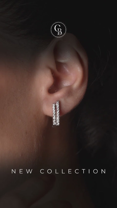 Dual Gleam Moissanite Hoop Sterling Silver Earrings