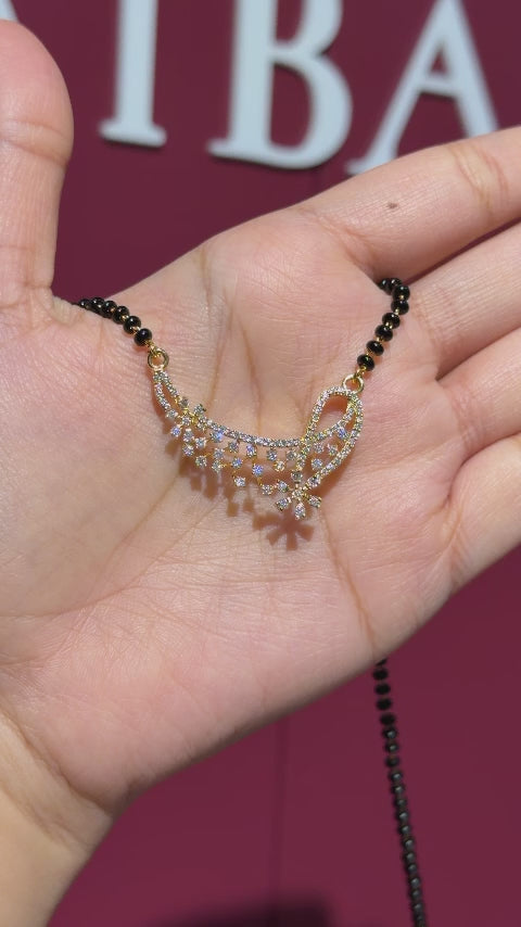 Round Cut Moissanite Diamond Women's 14K Gold Mangalsutra