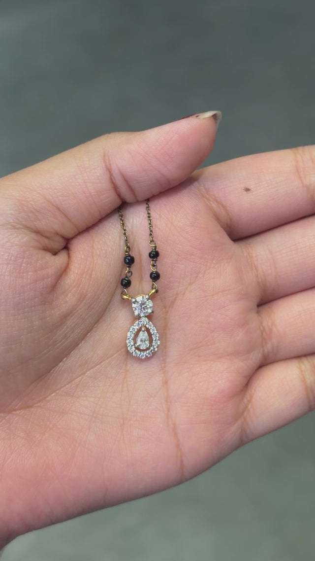 Round & Pear Cut Lab Grown Diamond Women's 14K Gold Mangalsutra