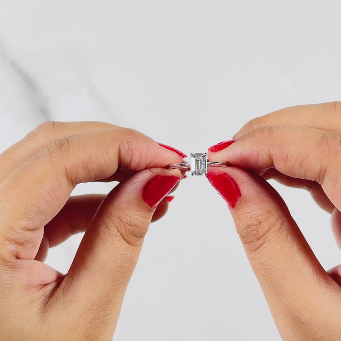 Emerald Cut Lab Grown Diamond Provence Solitaire Engagement 14k Gold Ring Video