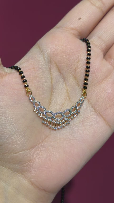 Round Cut Lab Grown Diamond Women's 14K Gold Mangalsutra