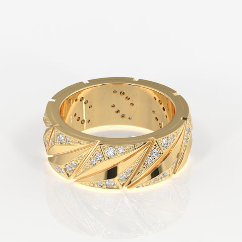 Round Cut Moissanite Diamond Men's 14K Gold Ring