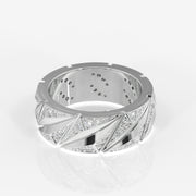 Round Cut Moissanite Diamond Men's Sterling Silver Ring