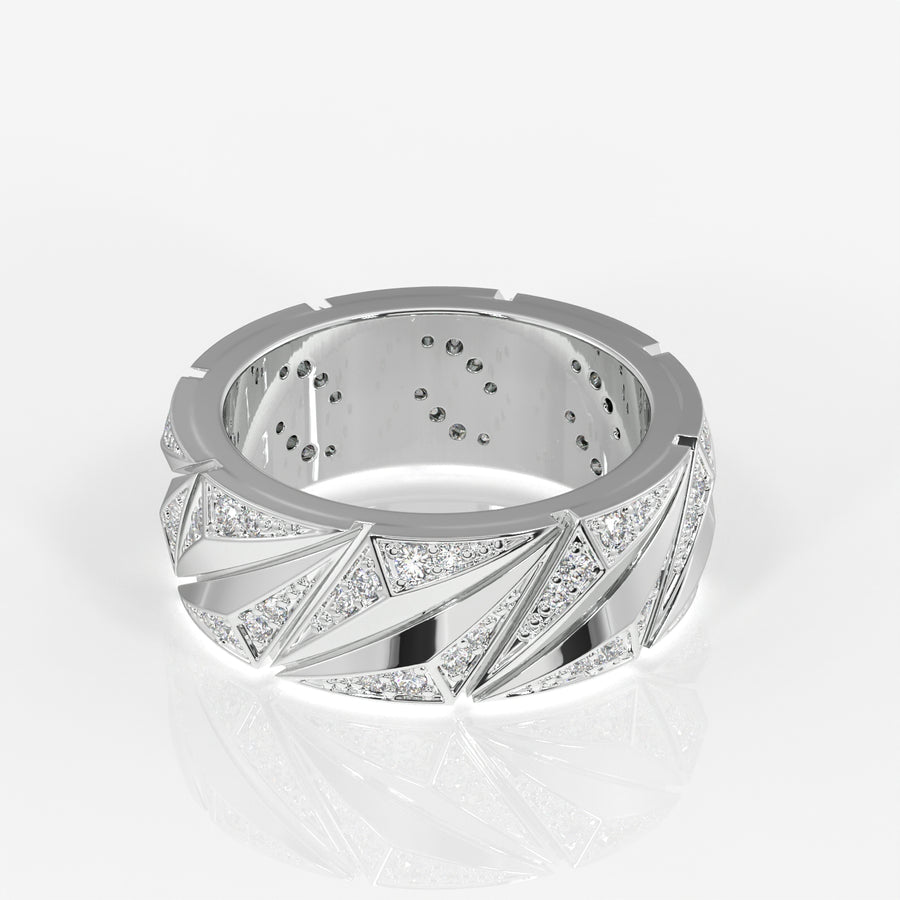 Round Cut Moissanite Diamond Men's Sterling Silver Ring
