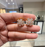 Flower Style Moissanite Diamond Sterling Silver Earrings