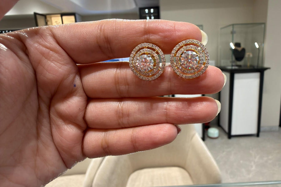 Evanya Moissanite Diamond 18k Gold Earring
