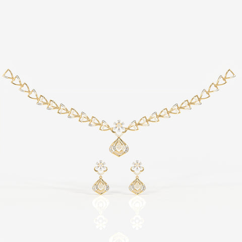 Round and Pear Cut Moissanite Diamond Wedding Sterling Silver Necklace