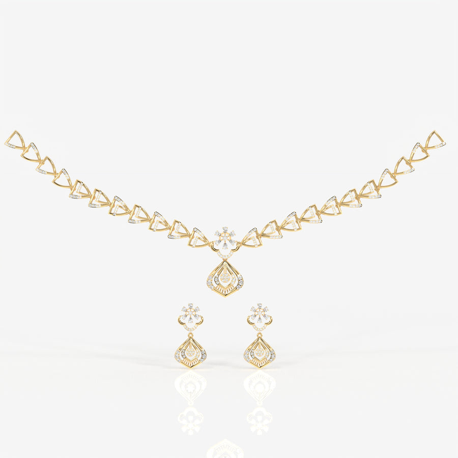 Round and Pear Cut Moissanite Diamond Wedding Sterling Silver Necklace
