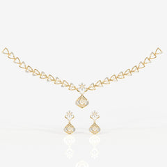 Round and Pear Cut Moissanite Diamond Wedding Sterling Silver Necklace